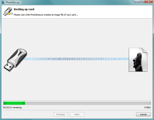 PhotoRescue Backup Creation